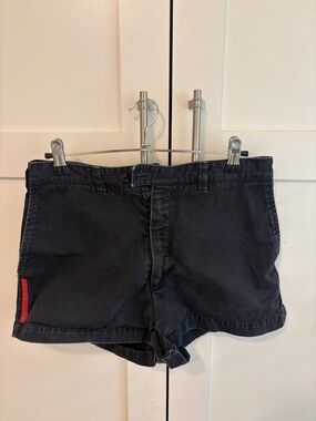 Prada Black Women's Bermuda Shorts with Red Trim
